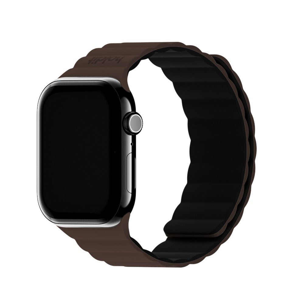 Apple Watch (42/44/SE/45/46/49mm) Holdit Silicone Magnet Strap - Chocolate / Black