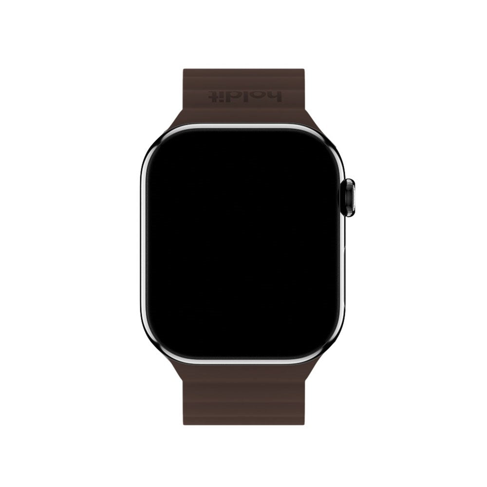 Apple Watch (42/44/SE/45/46/49mm) Holdit Silicone Magnet Strap - Chocolate / Black