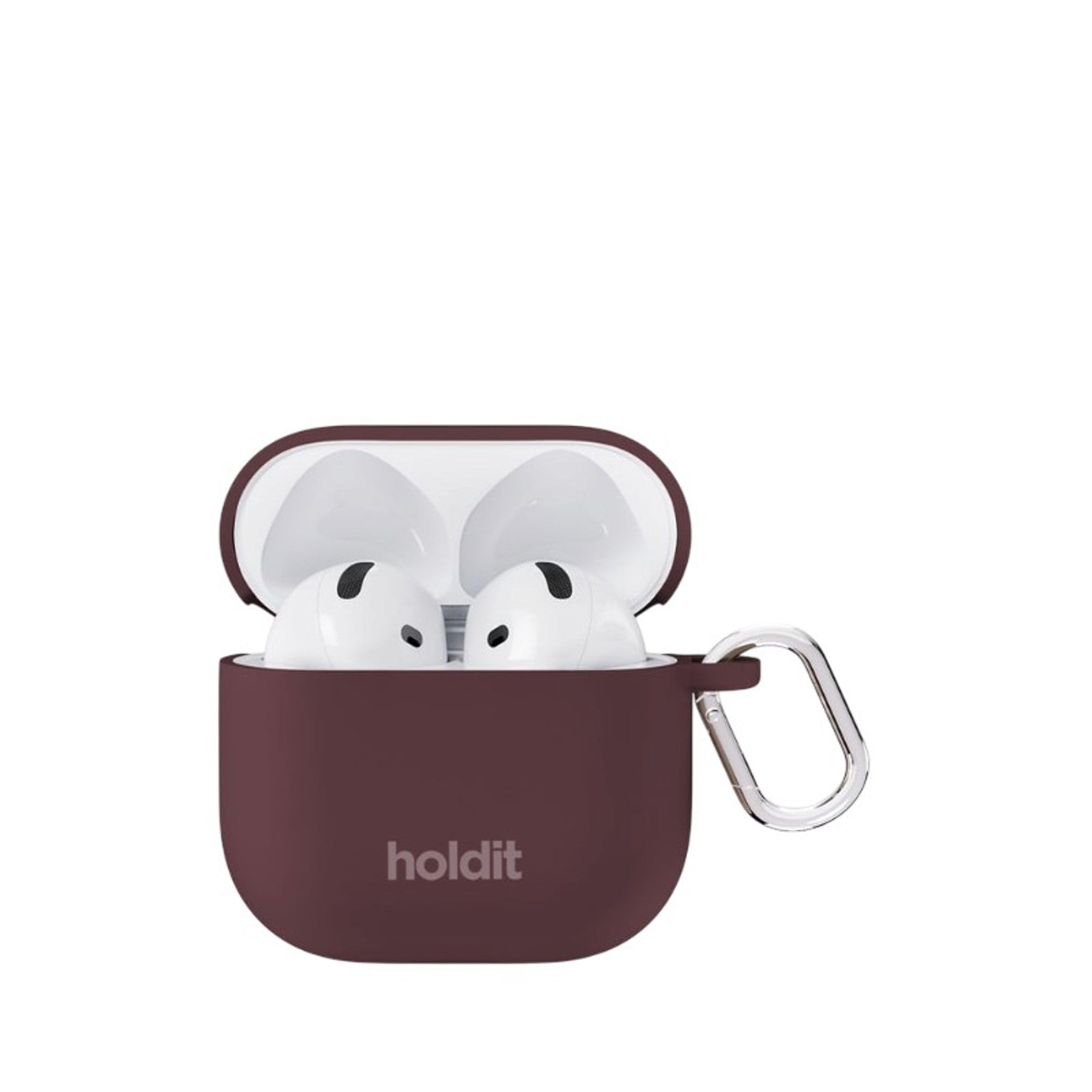 Apple AirPods (5. & 4. Gen.) Holdit Silicone Case with Carabiner - Bordeaux