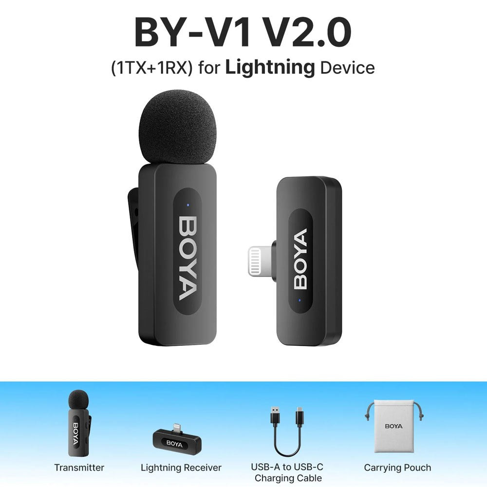 BOYA BY-V1 Wireless Microphone with Lightning - Black