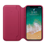 Original Apple iPhone X Leather Folio Cover Berry (MQRX2ZM/A)