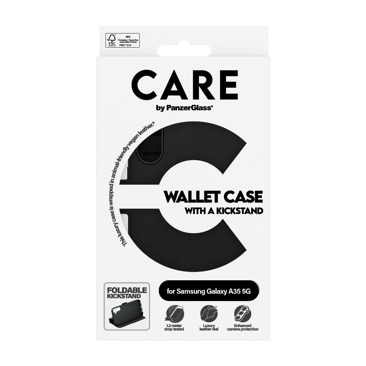 CARE by PanzerGlass Samsung Galaxy A35 (5G) Feature Tango 2-in-1 Flip Case with Wallet - Black