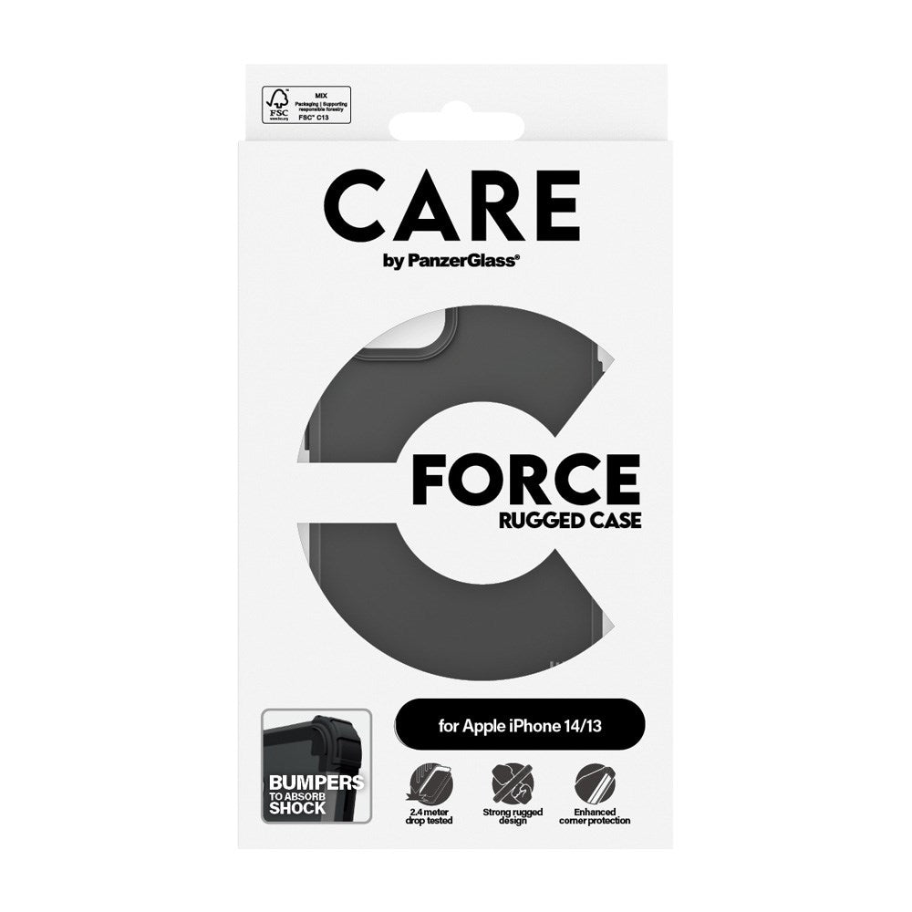 CARE by PanzerGlass iPhone 14 / 13 Fashionable FORCE Case - MagSafe Compatible - Black