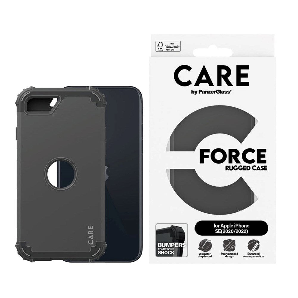 CARE by PanzerGlass iPhone SE (2020 / 2022) Fashionable FORCE Case - MagSafe Compatible - Black