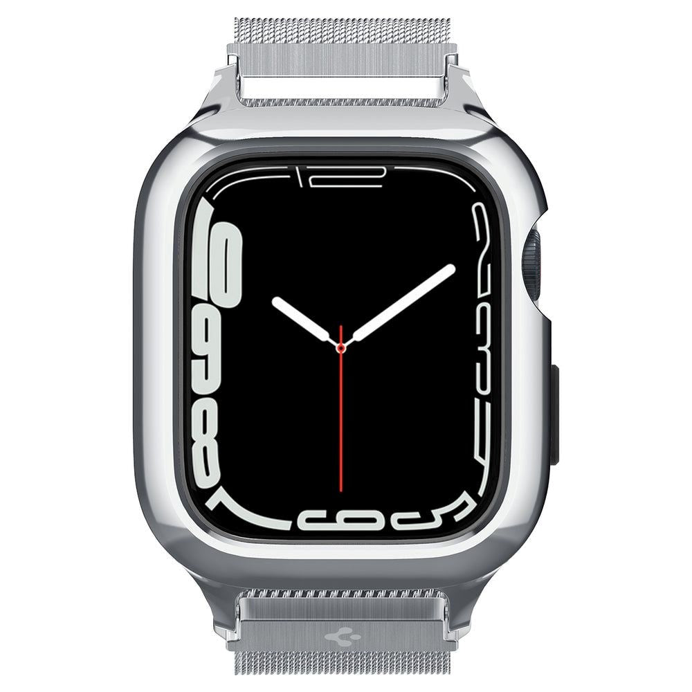 Apple Watch (44/45) Spigen Metal Fit Pro - Aluminum Case and Stainless Steel Watch Band - Silver