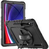 Samsung Galaxy Tab S9+ (Plus) Tech-Protect Solid360 Tough Case w. Protective Film, Hand Holder & Shoulder Strap - Black