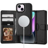 iPhone 15 Plus Tech-Protect Wallet Case w. Magnet - MagSafe Compatible - Black