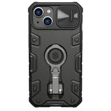 iPhone 14 Plus Nillkin Camshield Armor Pro Tough Case w. Ring Kickstand - Black