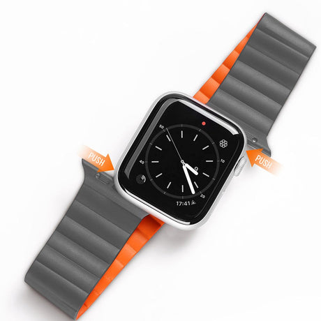 Apple Watch (42/44/SE/45/46/49mm) Dux Ducis Magnetic Silicone Strap - Grey / Orange