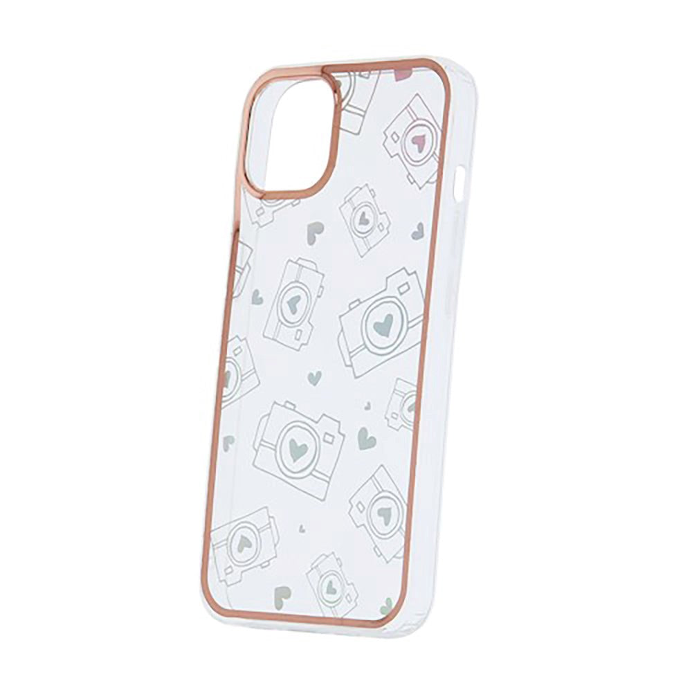 iPhone 13 Pro Hybrid Plastic Case w. Holographic Print - Camera Motif - Transparent