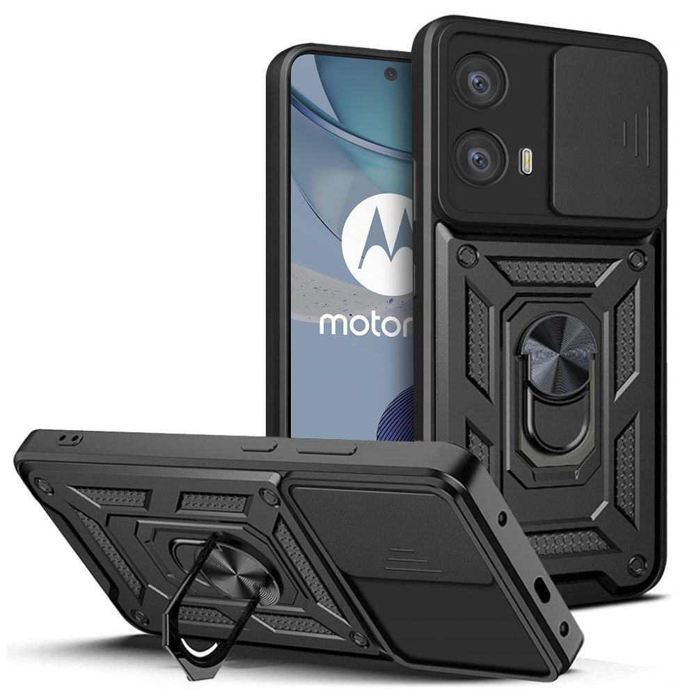 Motorola Moto G73 Tech-Protect Camshield Case with Magnetic Ring & Stand Function - Black