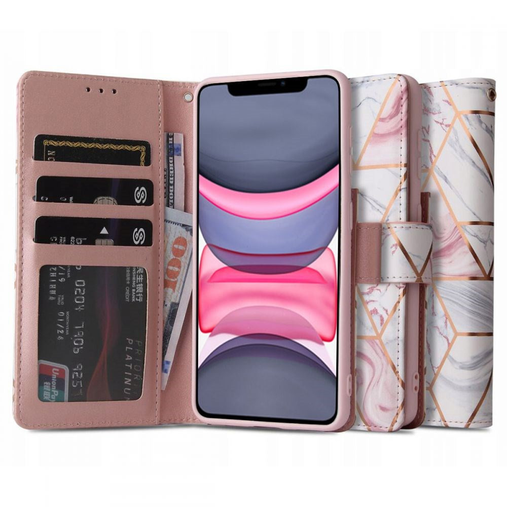 iPhone 11 Tech-Protect Marble Wallet Case - Pink