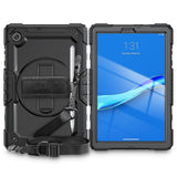 Lenovo Tab M10 HD (2. Gen.) 10.1" (TB-X306F) Tech-Protect Solid360 Tough Case w. Protective Film, Hand Holder & Shoulder Strap - Black