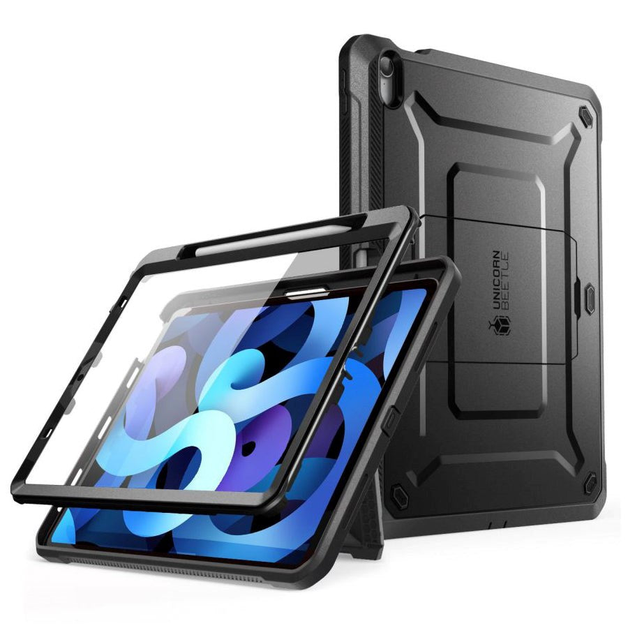 iPad Air 10.9-11" (2024-2020) Tough Case - SupCase Unicorn Beetle Pro Case w. Protective Film & Pencil Holder - Black