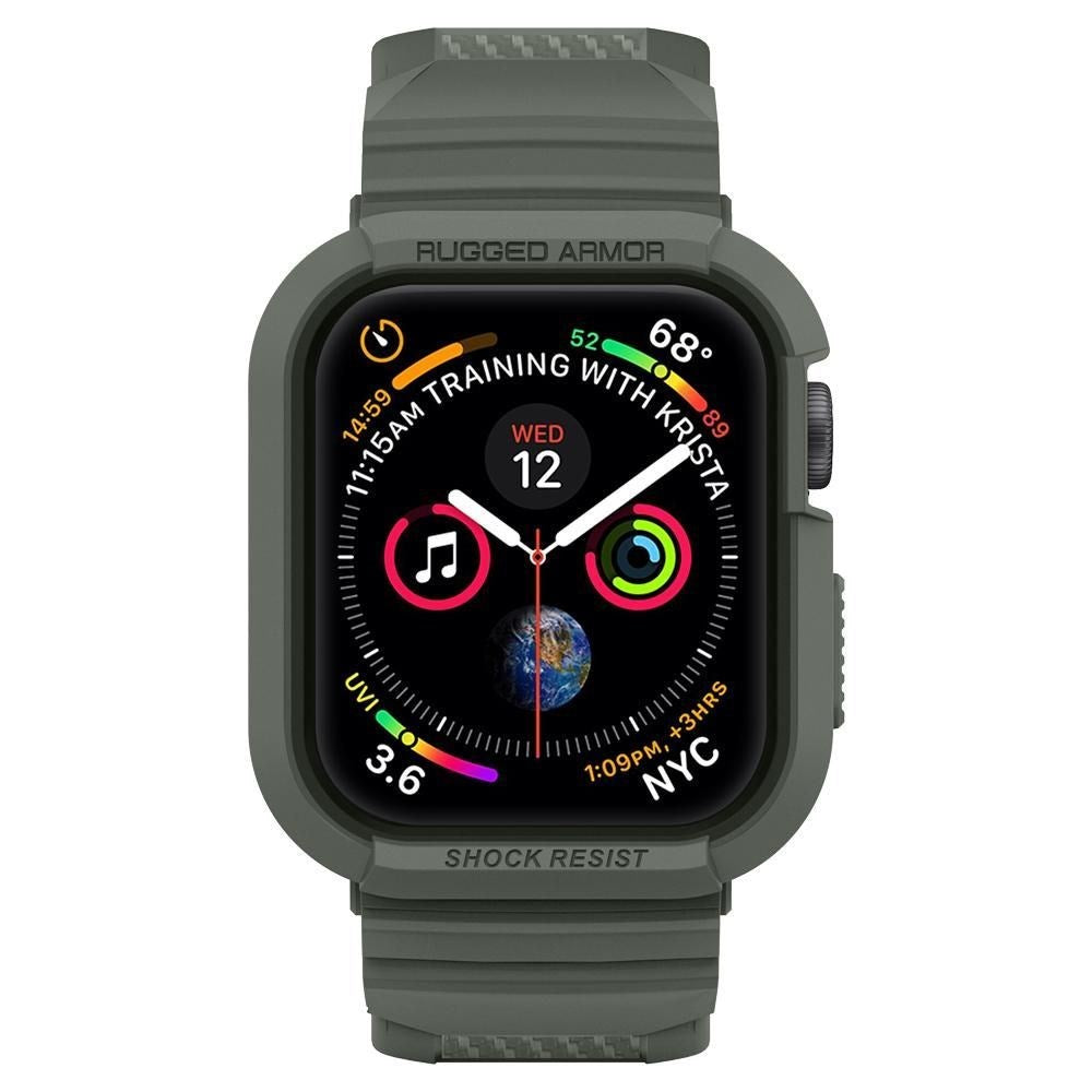 Spigen Rugged Armor Apple Watch SE / 6 / 5 / 4 (44mm) Rubber Case & Strap - Green