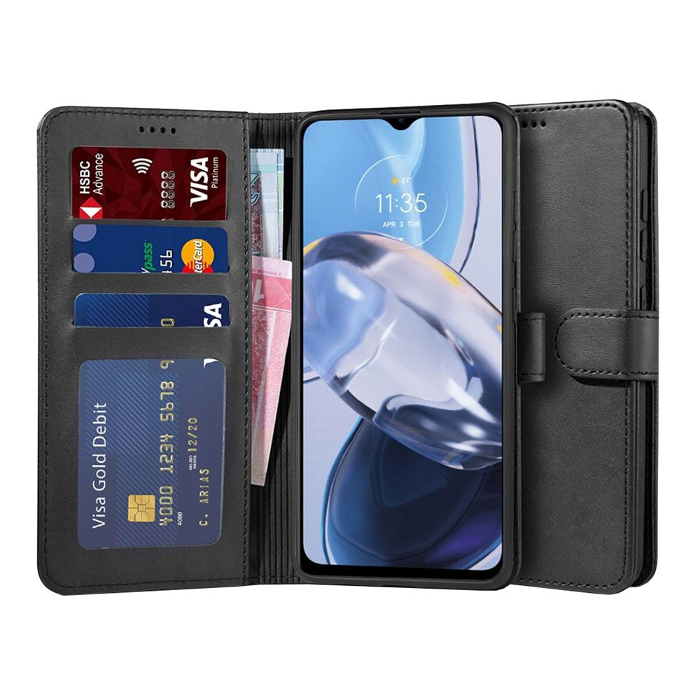 Motorola Moto E22 / E22i Tech-Protect Flip w. Wallet - Black