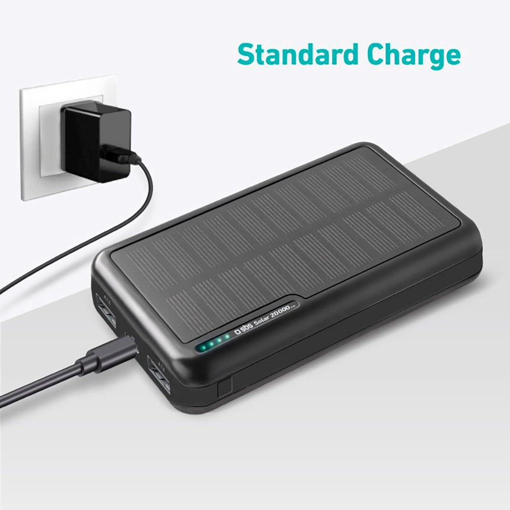 SBS Solar Powerbank with 2x USB-A 10W - 20.000 mAh - Black