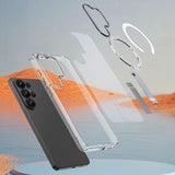 Samsung Galaxy S26 Ultra Hurtel Hybrid Armor X Case with Kickstand – MagSafe Compatible – Transparent
