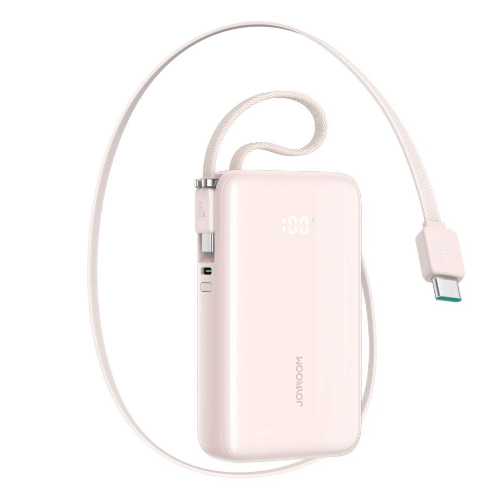 Joyroom JR-PR2 35W PowerBank with Retractable USB-C Cable & Built-in USB-C Cable - 10.000mAh - Pink