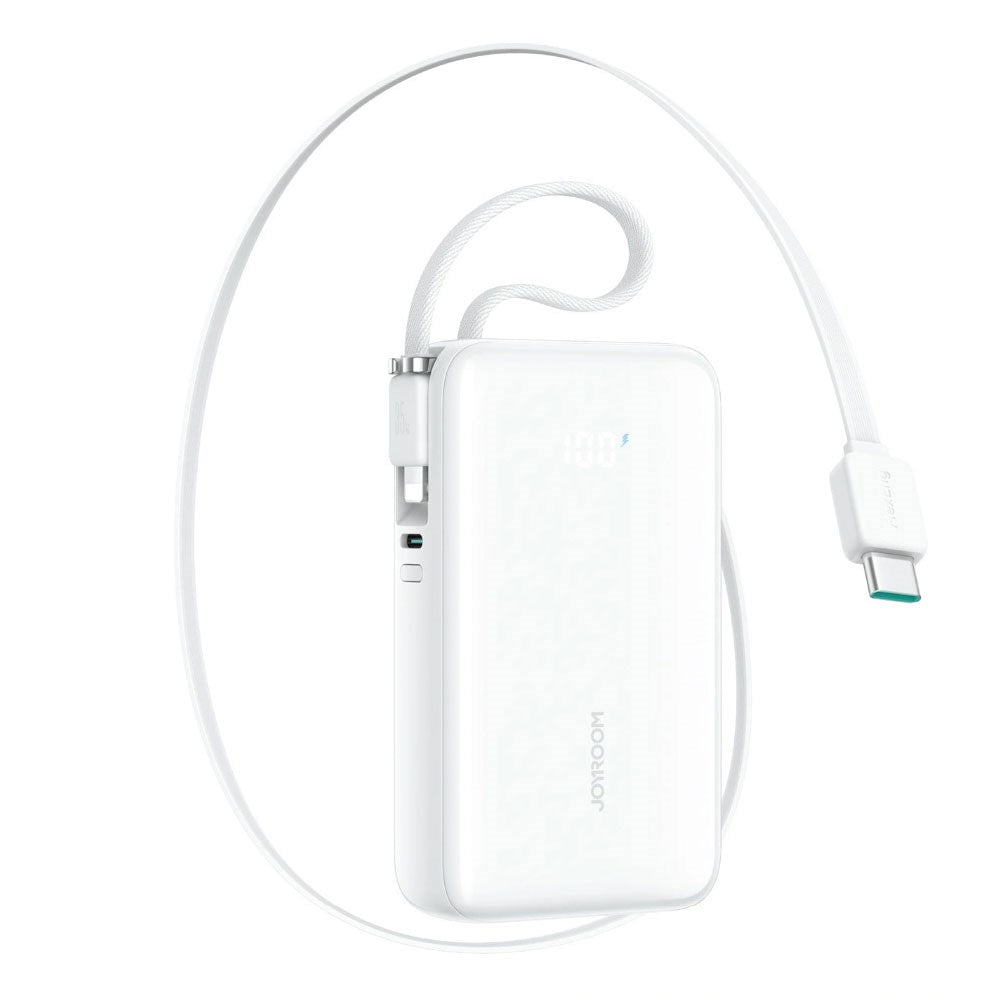 Joyroom JR-PR2L 35W PowerBank with Retractable USB-C Cable & Built-in Lightning Cable - 10.000mAh - White