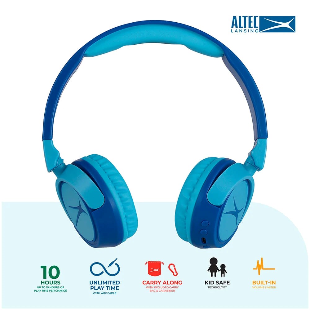 Altec Lansing 2-in-1 Headset for Kids with / without Cable - On-Ear Design - Blue