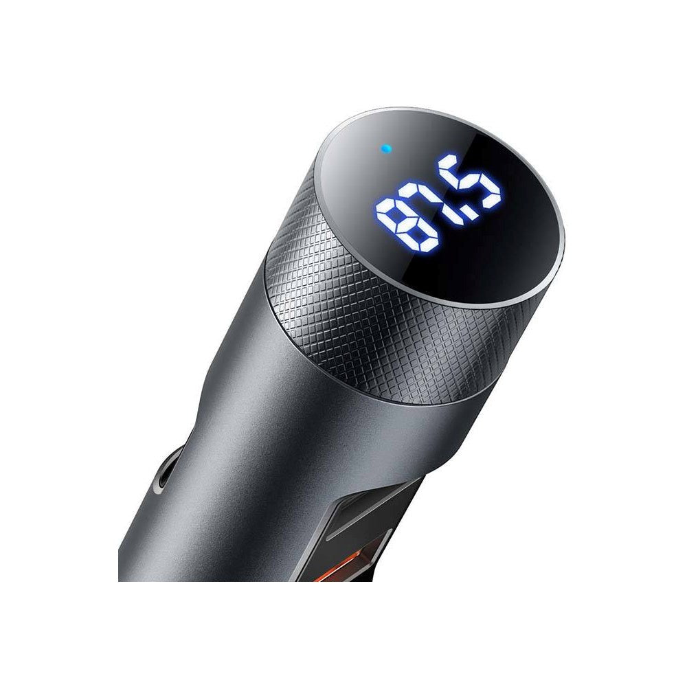 Baseus Energy Column Pro 30W Car Charger Bluetooth FM Transmitter 2 x USB-A & USB-C - Gray