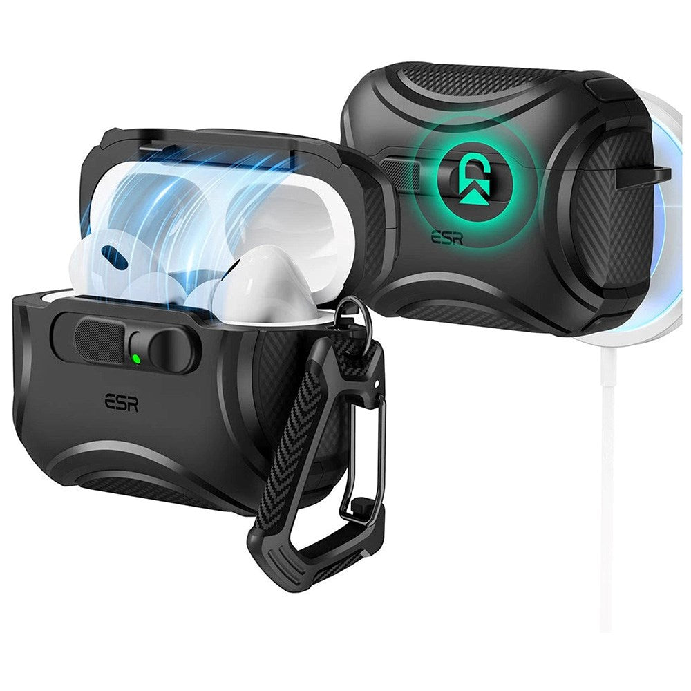 ESR AirPods Pro (3rd gen.) Cyber FlickLock Case with Carabiner - Black