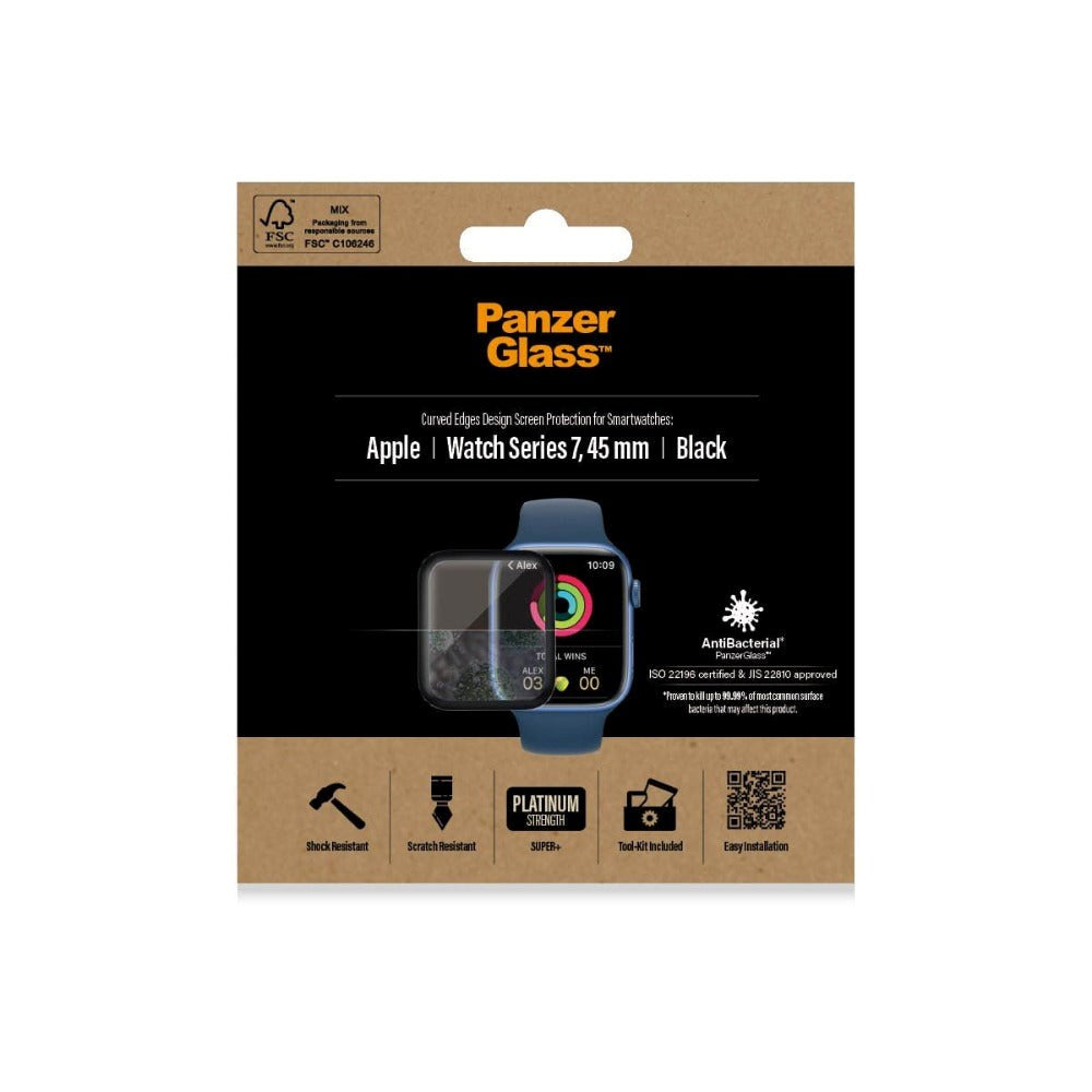 PanzerGlass Apple Watch 7 (45mm) Tempered Glass - Black Edge