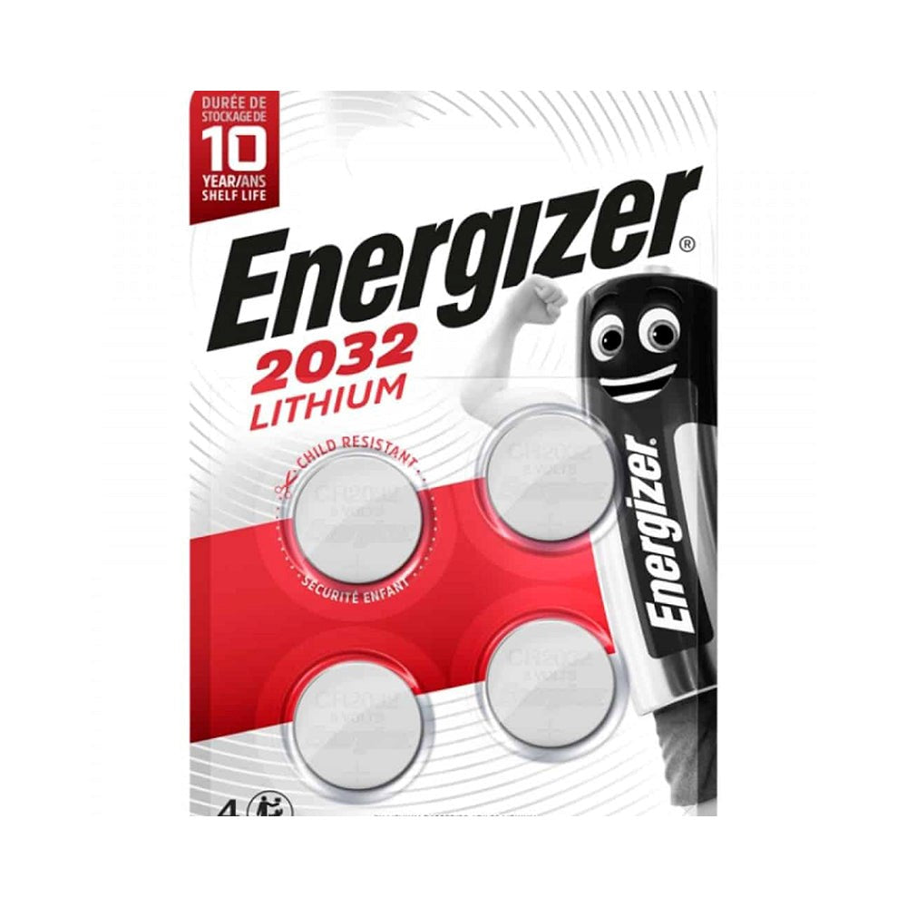 Energizer CR2032 3V Lithium Coin Cell Battery 4-pack - Compatible with AirTag - Silver