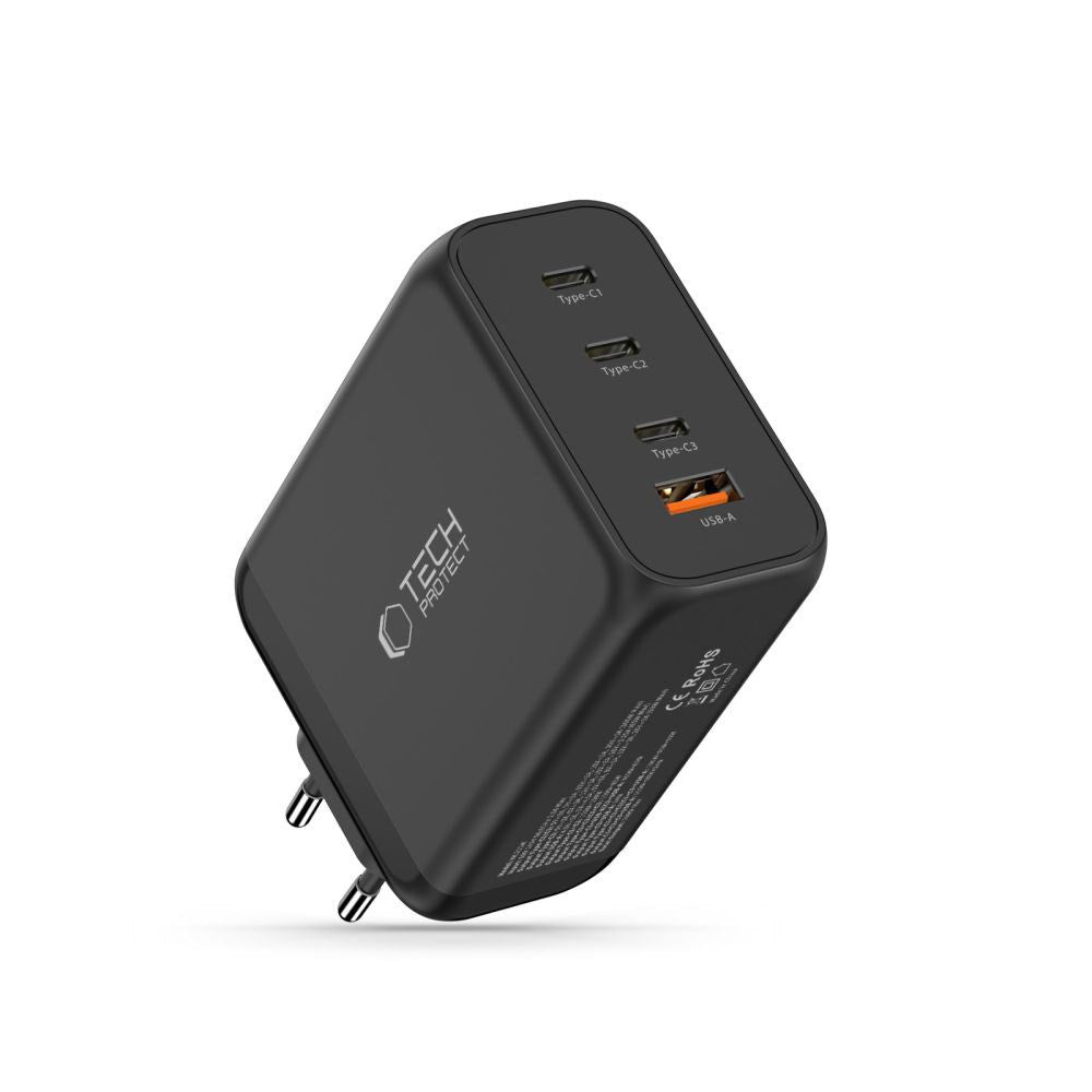 Tech-Protect 200W Wall Charger w. 3x USB-C & 1x USB-A - Black