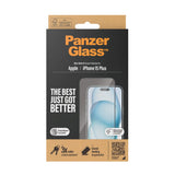 iPhone 15 Plus PanzerGlass Ultra Wide Fit Screen Protector w. EasyAligner - Diamond Strength - Transparent / Black Edge