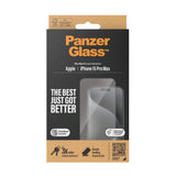 iPhone 15 Pro Max PanzerGlass Ultra Wide Fit Screen Protector w. EasyAligner - Diamond Strength - Transparent / Black Edge