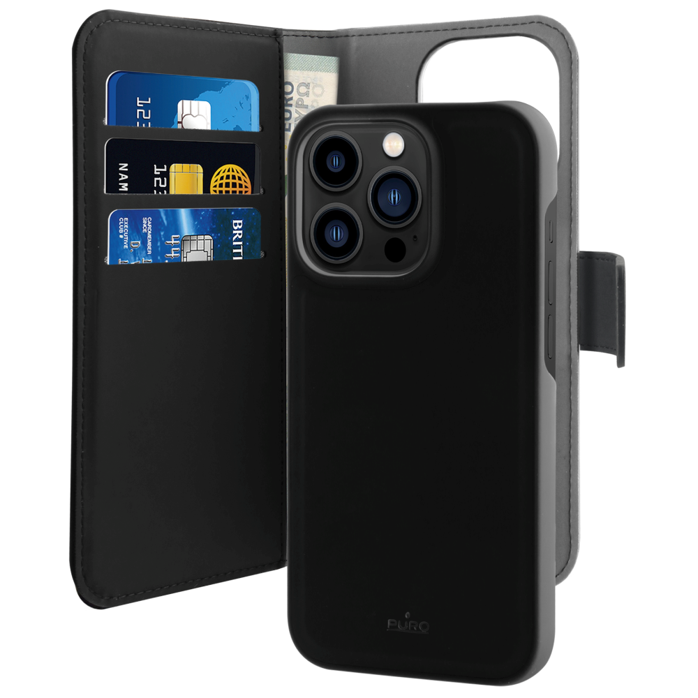 iPhone 14 Pro Max Puro Wallet Case Detachable 2-In-1 - Black