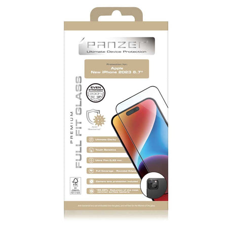 iPhone 15 Plus PANZER Premium Full-Fit Glass - Black Frame