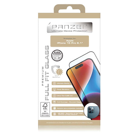 iPhone 15 Pro PANZER Premium Full-Fit Glass - Black Frame