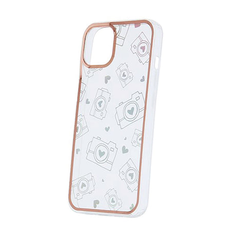 iPhone 14 Hybrid Plastic Case w. Holographic Print - Camera Motif - Transparent