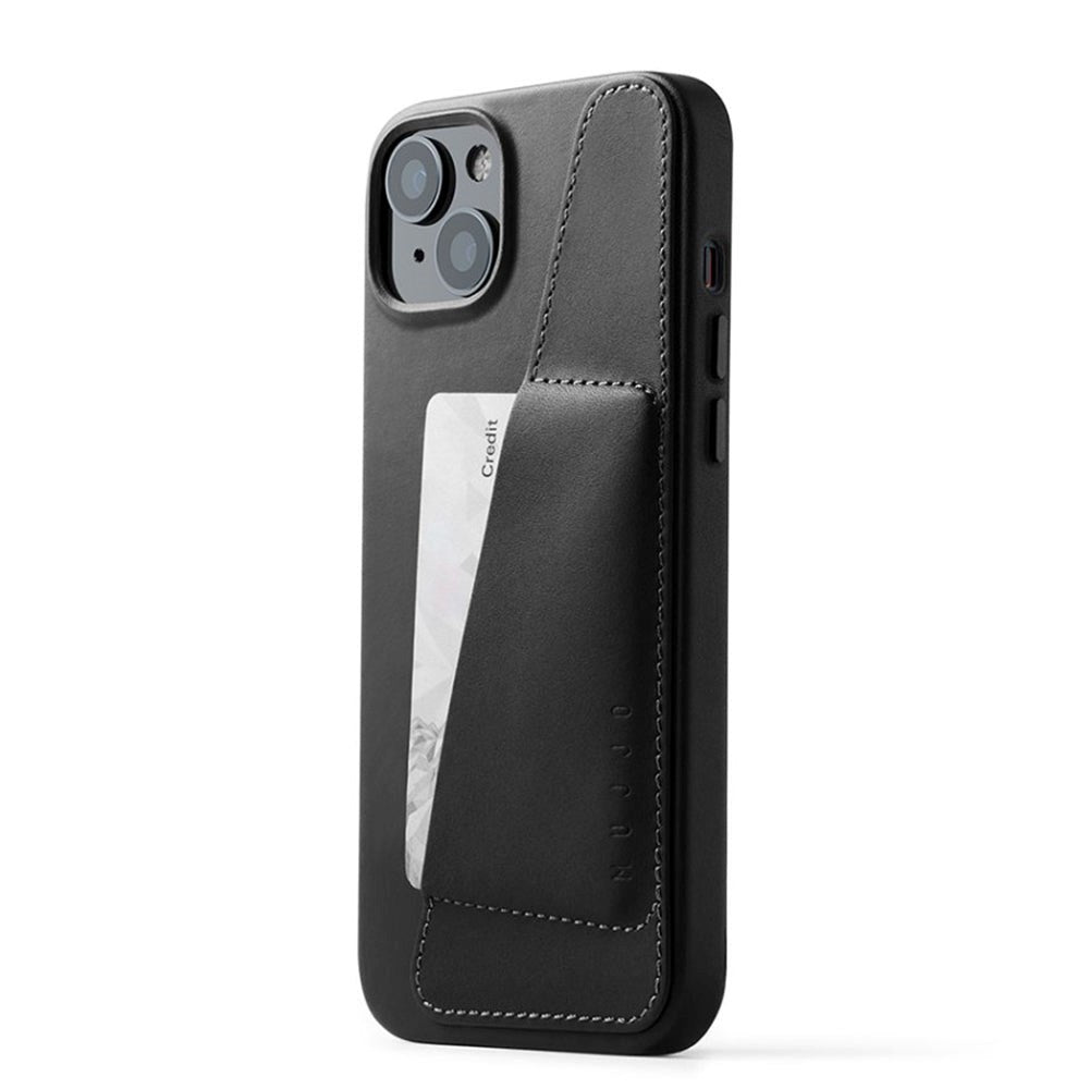 Mujjo iPhone 14 Plus Leather Wallet Case - Black