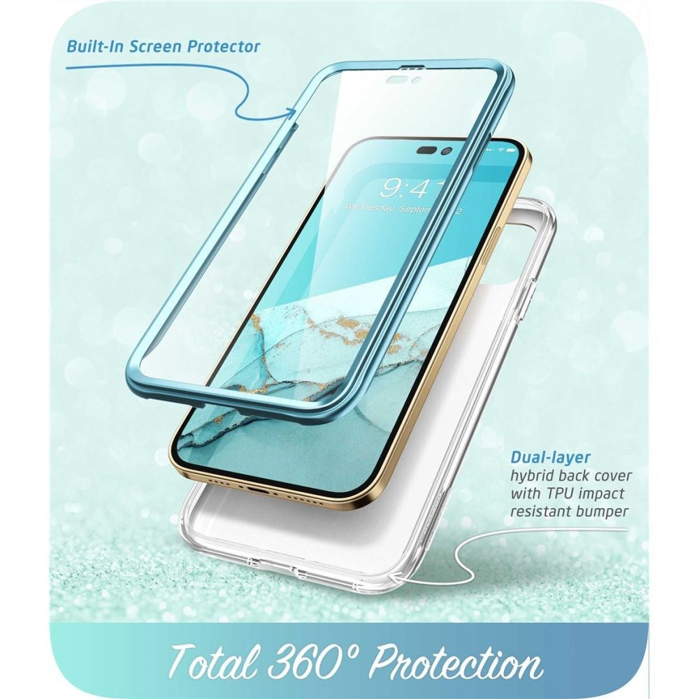 iPhone 14 Pro Max i-Blason Cosmo Marble Case w. Screen Protector - Ocean Blue