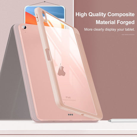 iPad Air (2022 / 2020) Infiland Crystal Case w. Apple Pencil Holder - Pink / Transparent