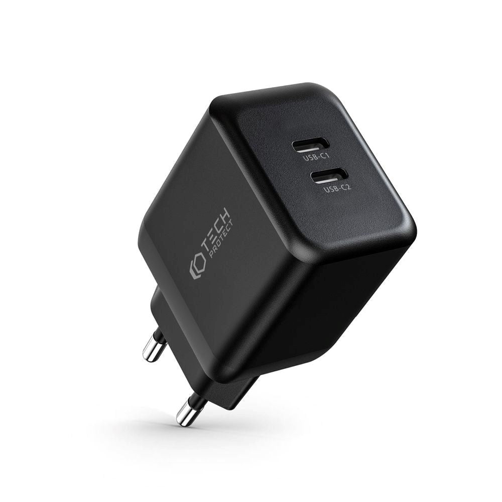 Tech-Protect Network PD 35W Wall Charger w. 2 x USB-C - Black