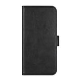 iPhone 16 Pro Max Essentials Faux Leather Flip Case with Card Holder & Stand Function - Black