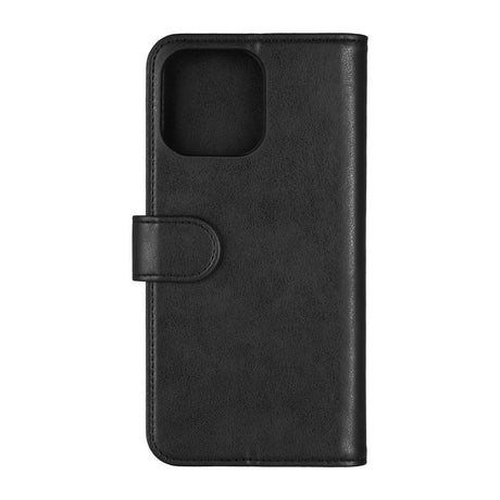 iPhone 16 Pro Max Essentials Faux Leather Flip Case with Card Holder & Stand Function - Black