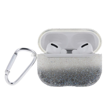 Apple AirPods Pro 2nd Gen (2022) TPU Plastic Case w. Carabiner - Grey / Transparent Glitter