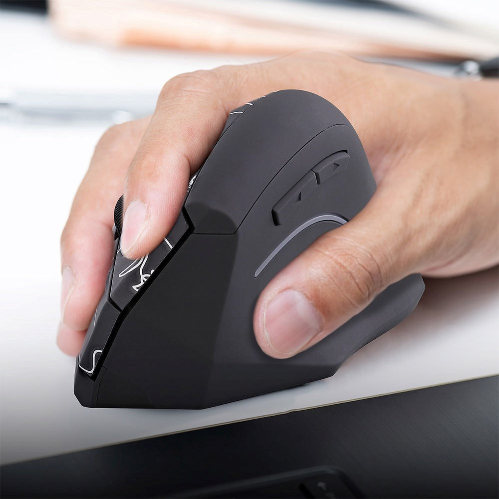 T'NB Exclusiv' Series Ergonomic Vertical Wireless USB-A Mouse w. Silent Click - Black / ART