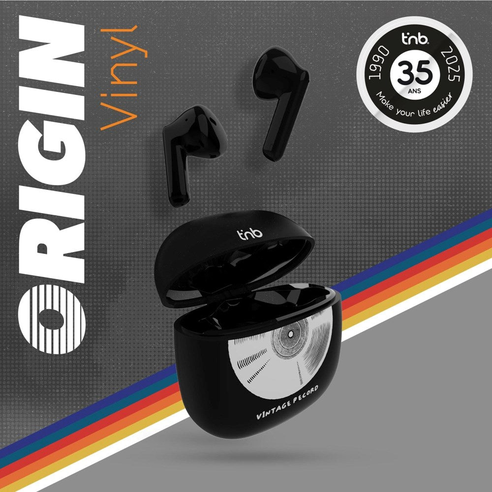 T'NB ORIGIN Wireless In-Ear Headphones with Charging Case - Vinyl Design