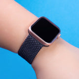 Apple Watch (42/44/SE/45/46/49mm) Elastic Fabric Smartwatch Strap - Size M - Black