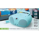 MUSE MD-203 KB Portable Karaoke Radio & CD Player for Kids w. Microphone - Light blue