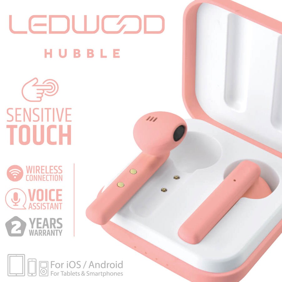 LEDWOOD Hubble True Wireless Headset In-Ear w. Microphone - Pink