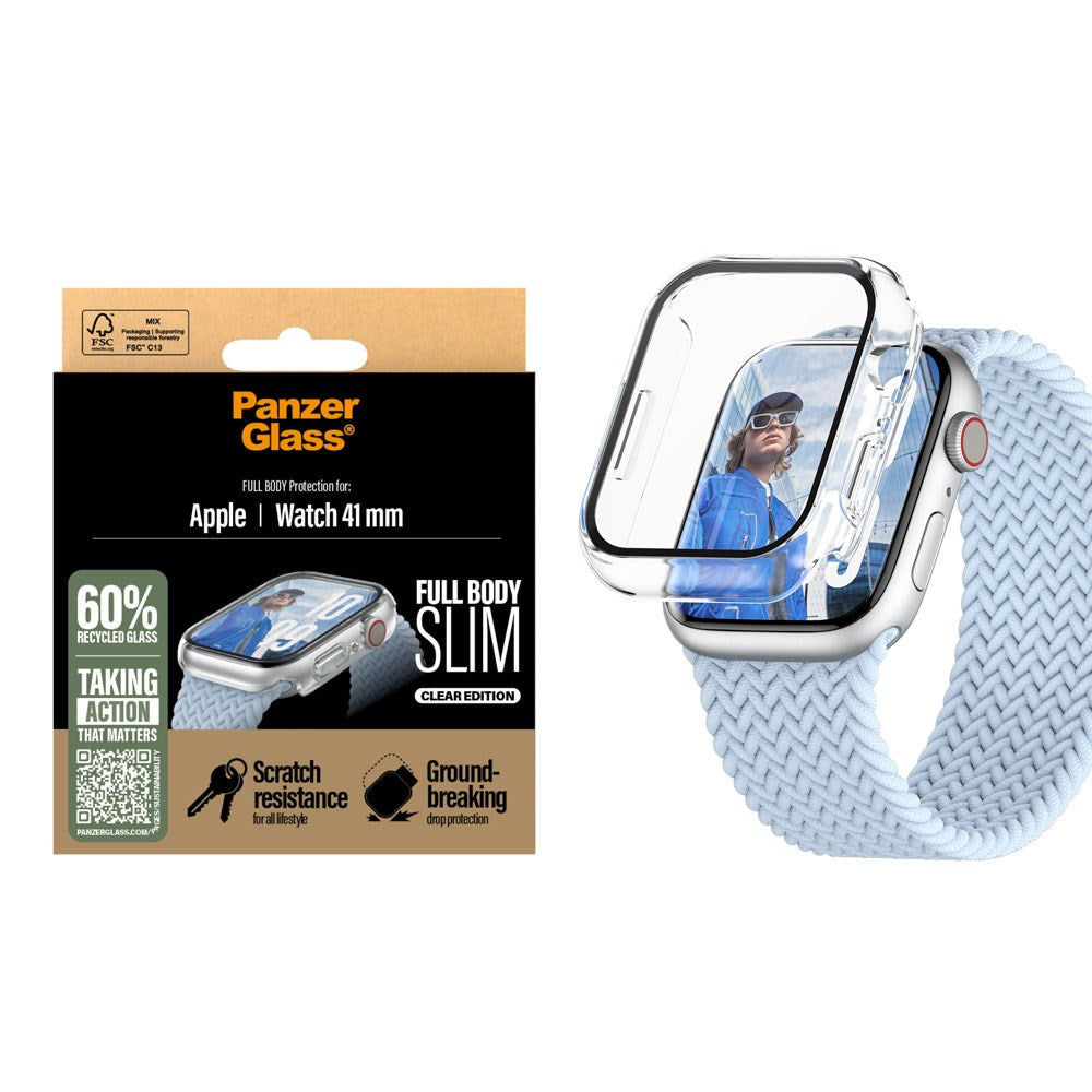 PanzerGlass Apple Watch 10 (42mm) Snappie Full Body Slim Case with Built-in Screen Protector - Transparent