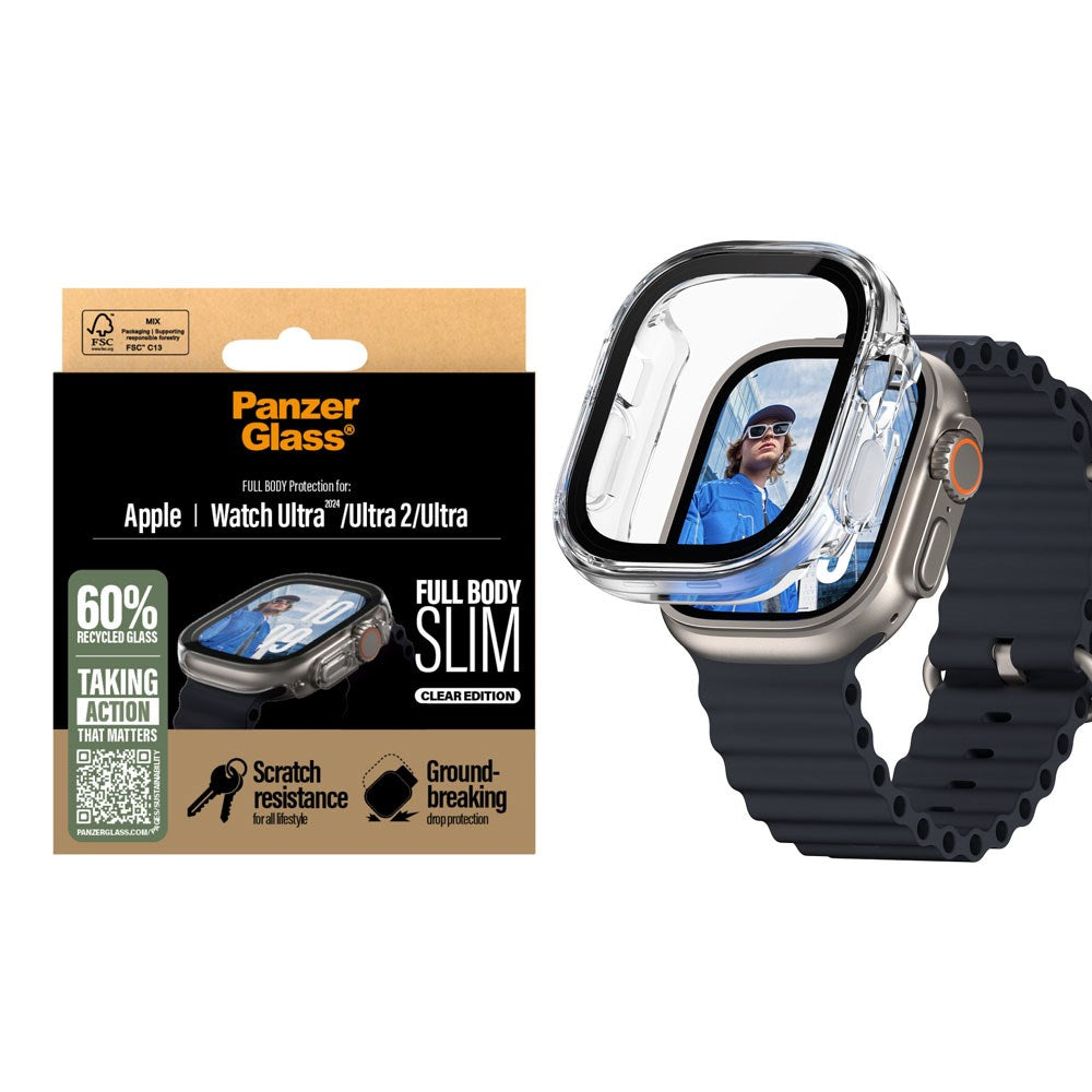 PanzerGlass Apple Watch Ultra 1/2 (49mm) Snappie Full Body Slim Case with Built-in Screen Protector - Transparent